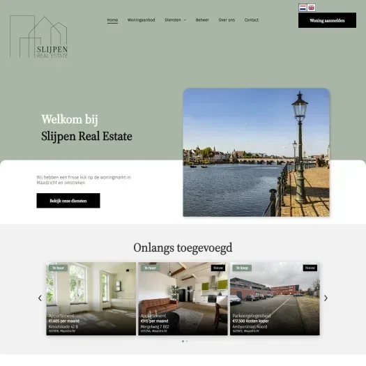 Screenshot van de website van www.slijpenrealestate.nl