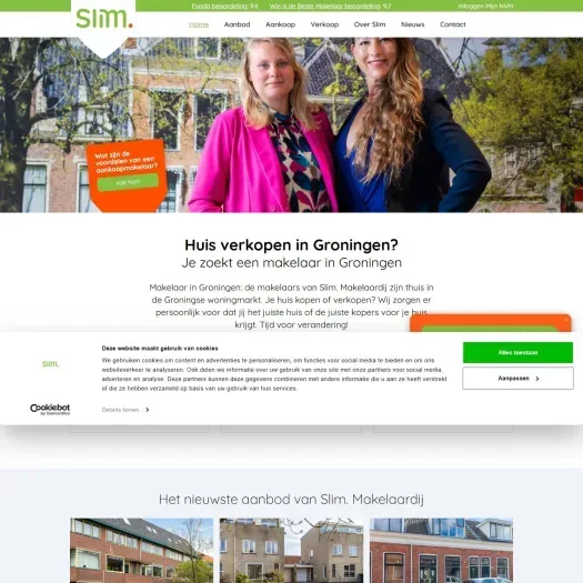 Screenshot of the website of www.slimmakelaardij.nl