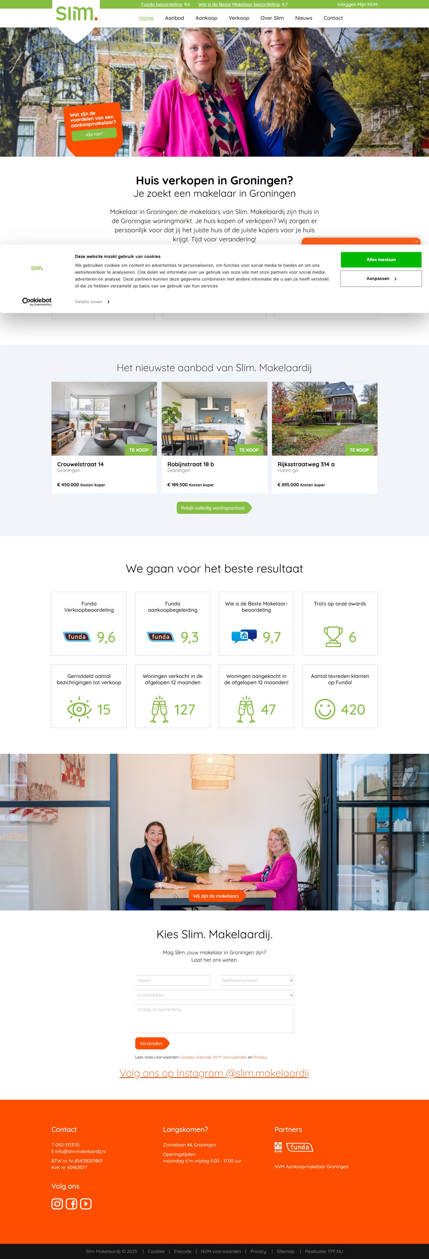 Screenshot der Website von www.slimmakelaardij.nl