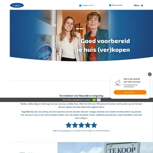 Screenshot of the website of www.slingerland.nl