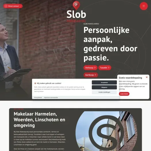 Screenshot of the website of www.slobmakelaardij.nl