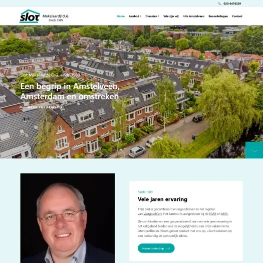 Screenshot van de website van www.slot-makelaardij.nl