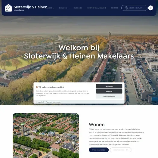 Screenshot van de website van www.shmakelaars.nl