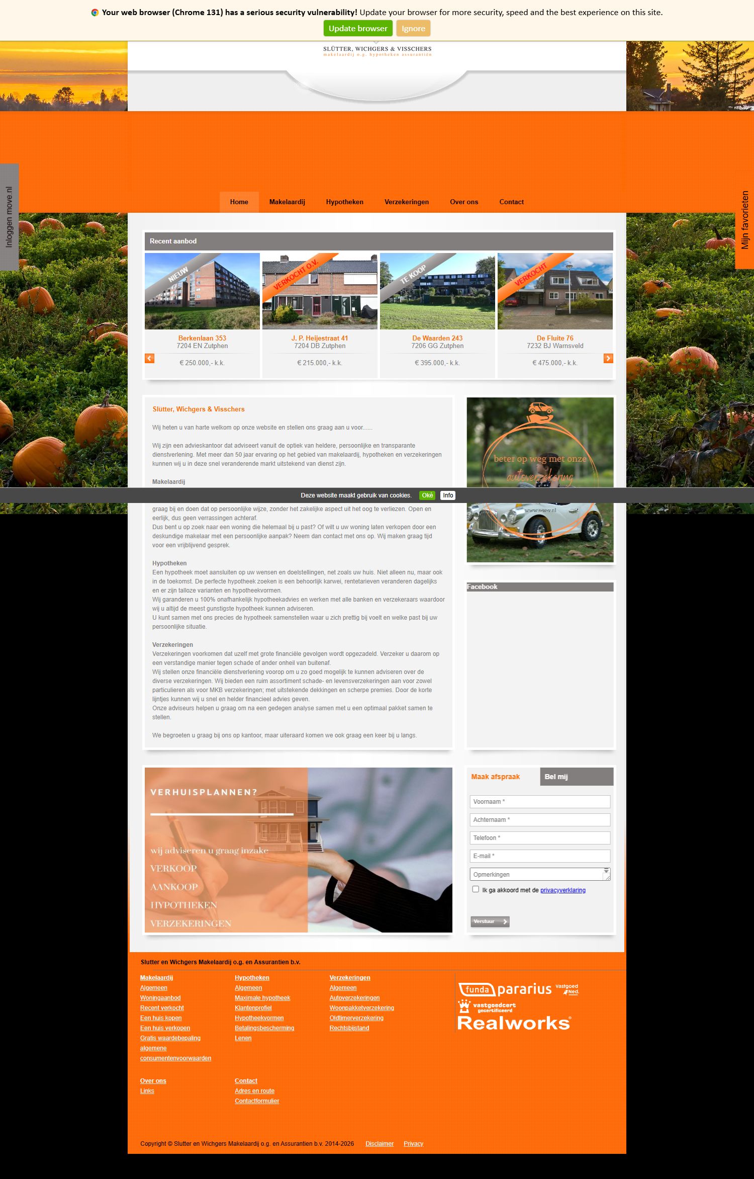 Screenshot der Website von www.s-w-v.nl