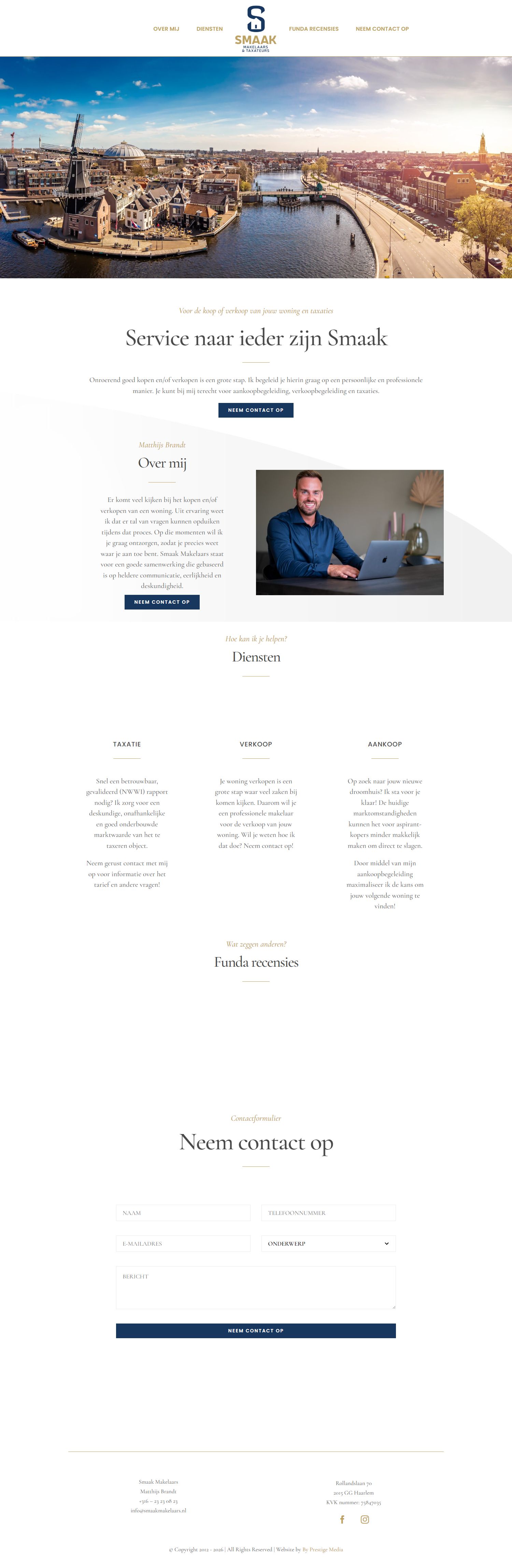 Screenshot of the website of www.smaakmakelaars.nl