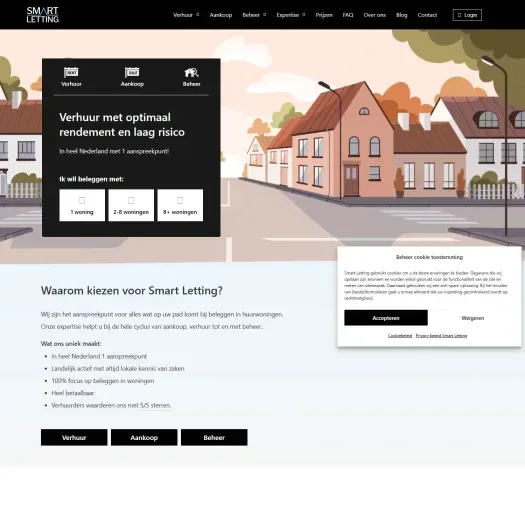 Screenshot van de website van www.smartletting.nl