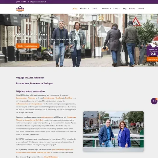 Screenshot van de website van smashmakelaars.nl