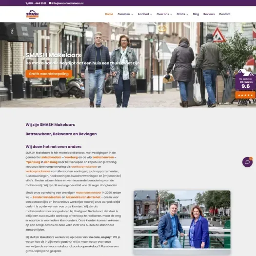 Screenshot van de website van www.smashmakelaars.nl
