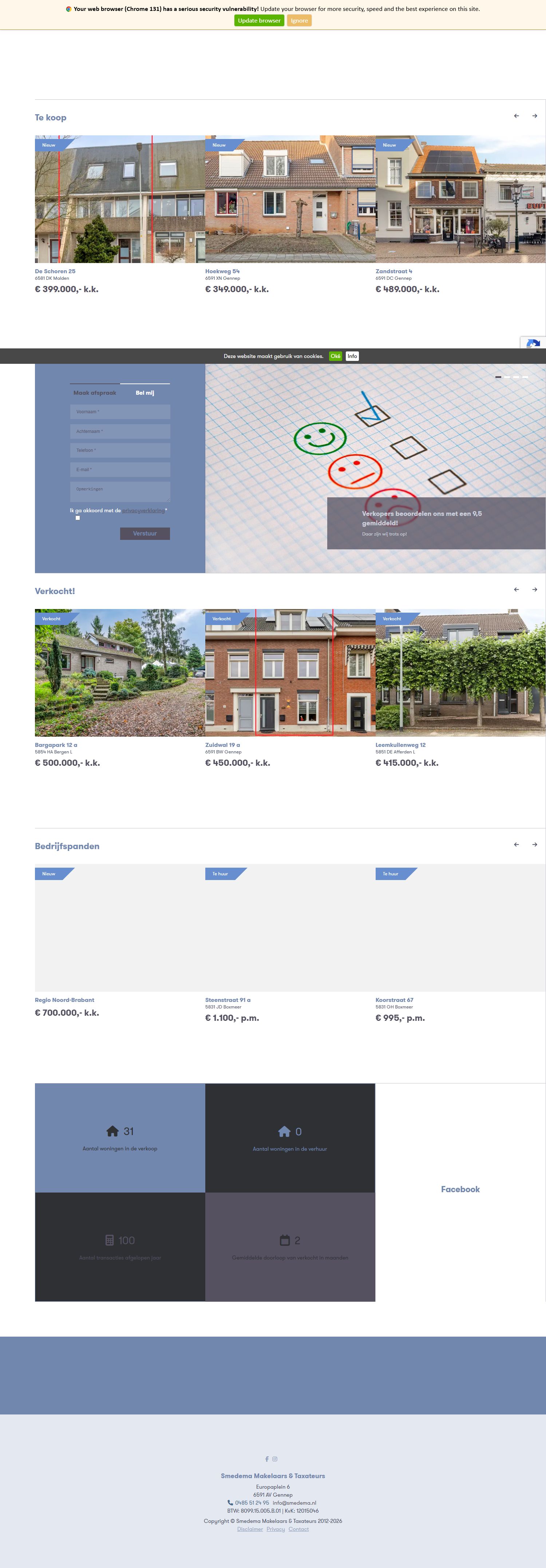 Screenshot der Website von www.smedema.nl