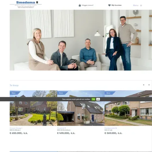 Screenshot van de website van www.smedema.nl