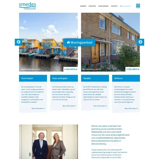 Screenshot of the website of www.smedesmakelaardij.nl