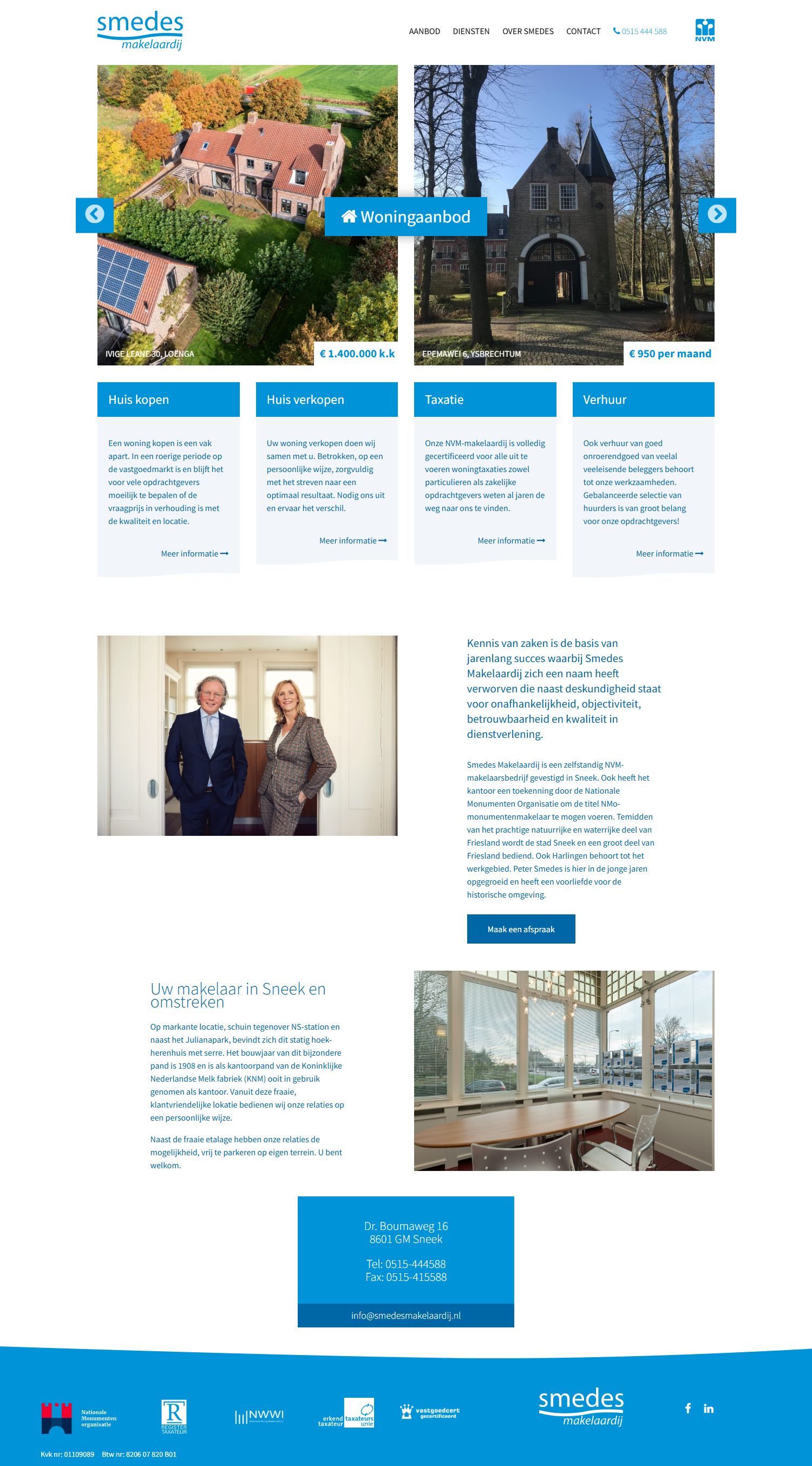 Screenshot der Website von www.smedesmakelaardij.nl