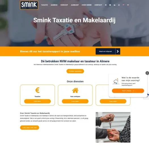 Screenshot van de website van www.sminkmakelaardij.nl