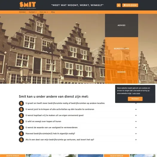 Screenshot der Website von www.smitvastgoed.nl