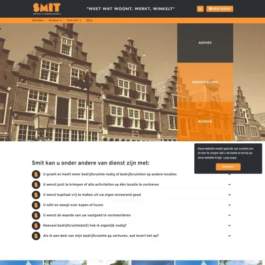 Screenshot of the website of www.smitvastgoed.nl