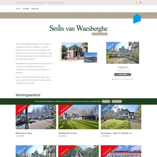 Screenshot van de website van www.svwmakelaars.nl