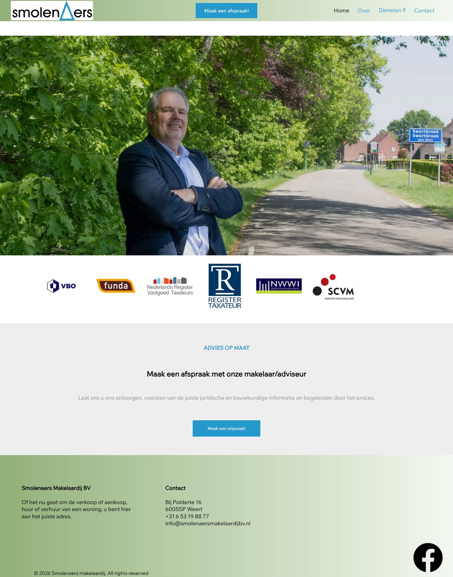 Screenshot of the website of www.smolenaersmakelaardijbv.nl