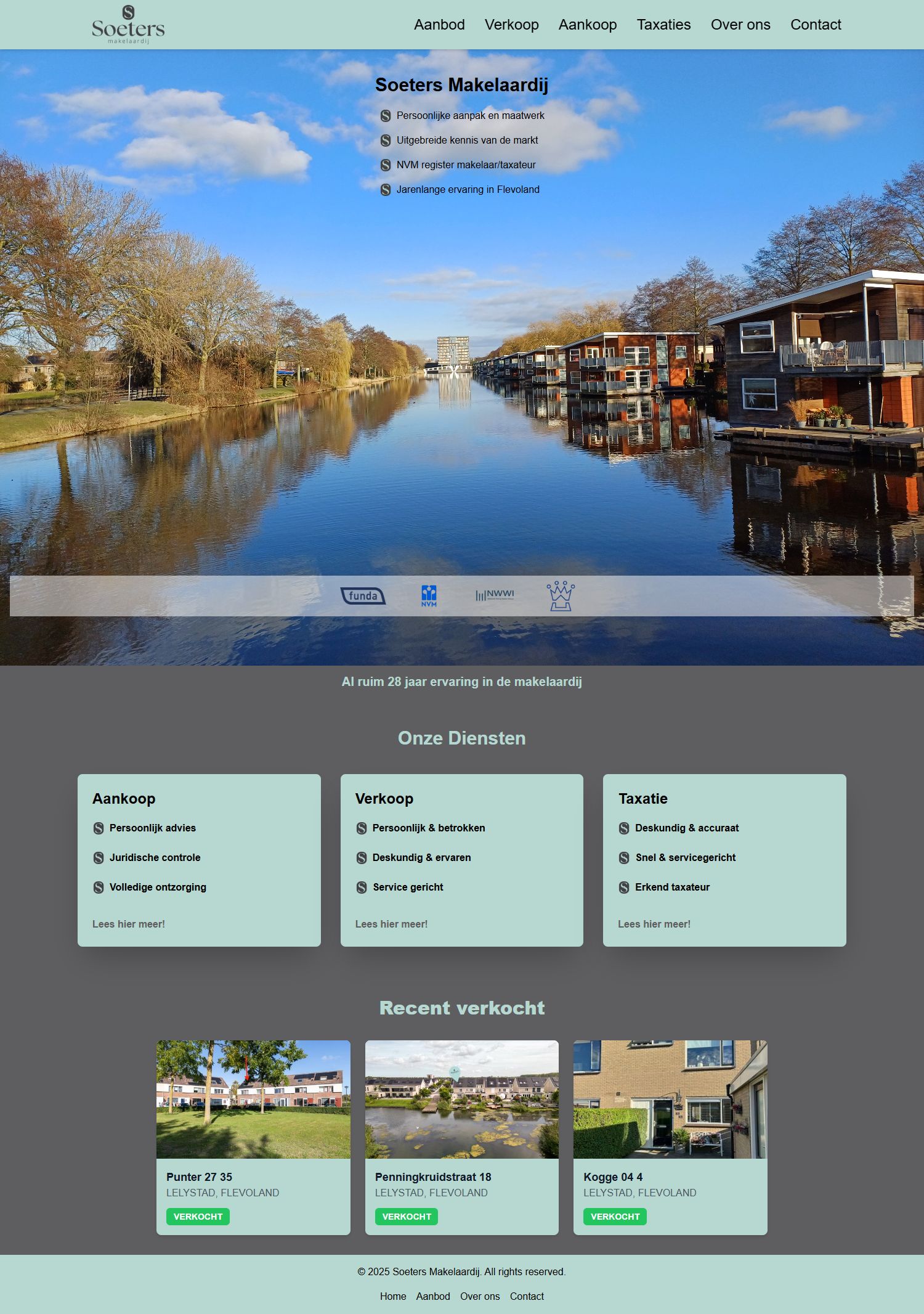 Screenshot van de website van soetersmakelaardij.nl