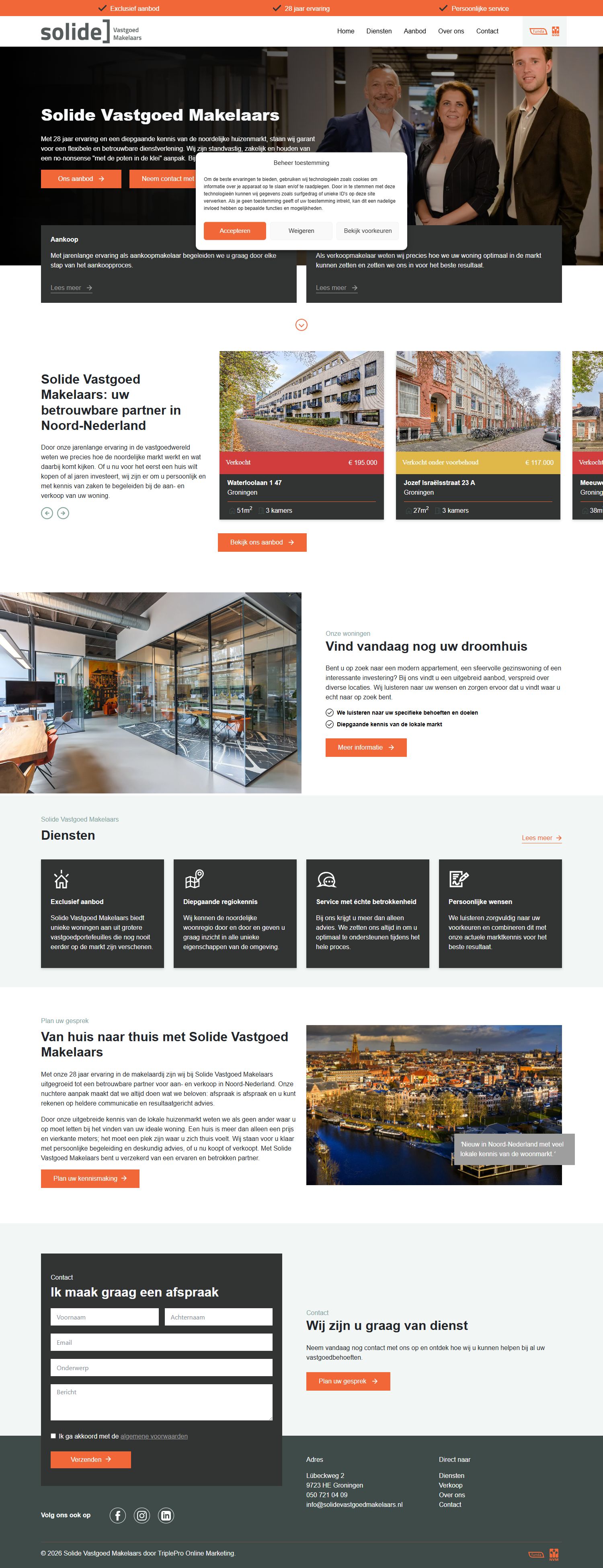 Screenshot of the website of www.solidevastgoedmakelaars.nl