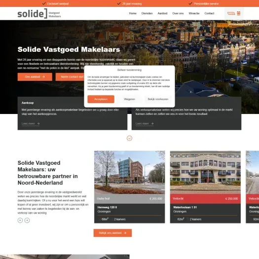 Screenshot of the website of solidevastgoedmakelaars.nl