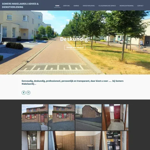 Screenshot van de website van somers-makelaardij.nl