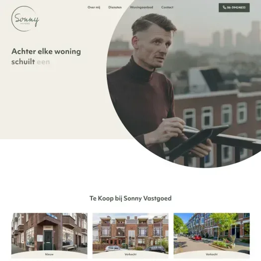 Screenshot of the website of www.sonnyvastgoed.nl
