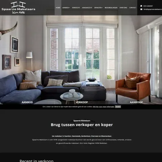 Screenshot van de website van www.spaarnemakelaars.nl
