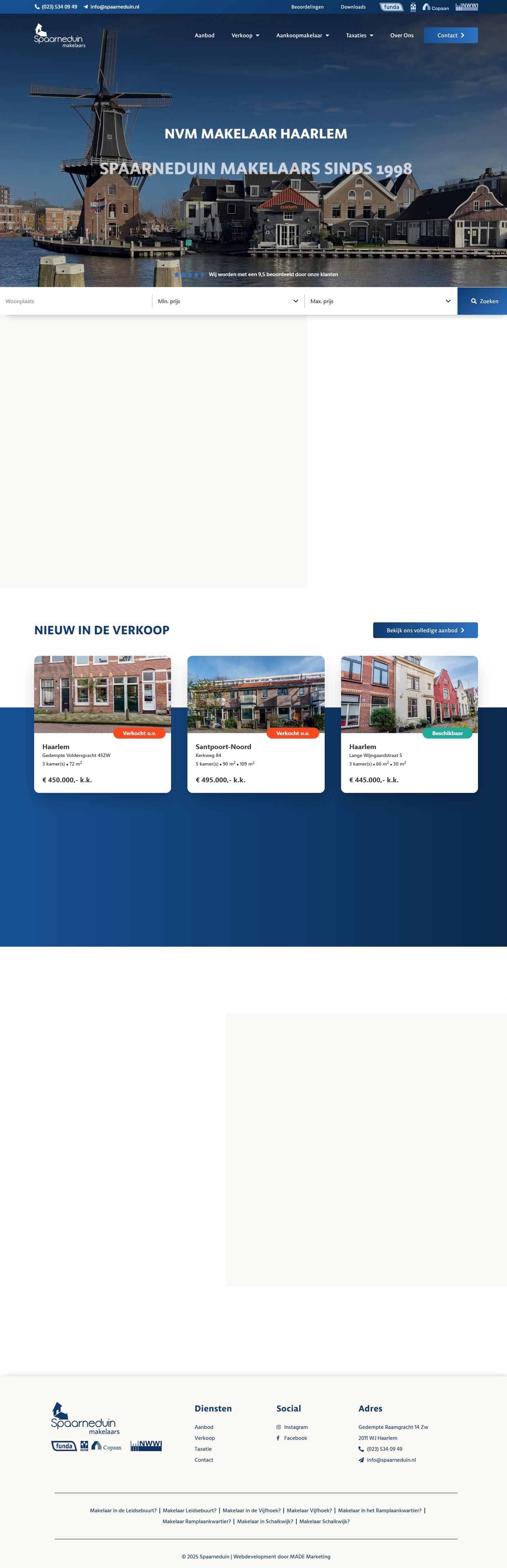 Capture d'écran du site web de www.spaarneduin.nl