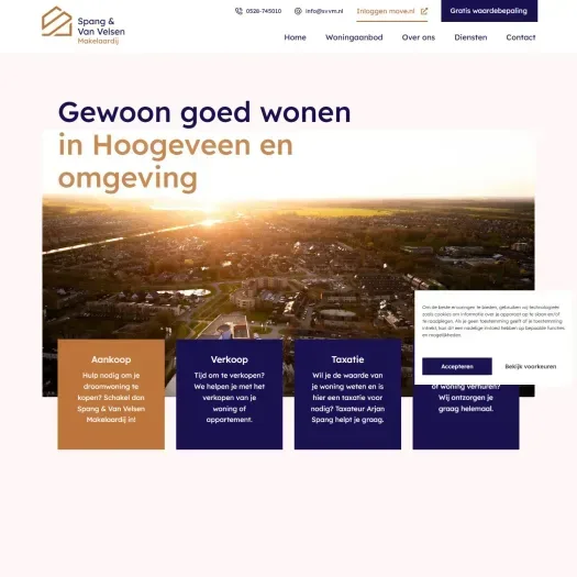 Screenshot van de website van www.spangenvanvelsenmakelaardij.nl