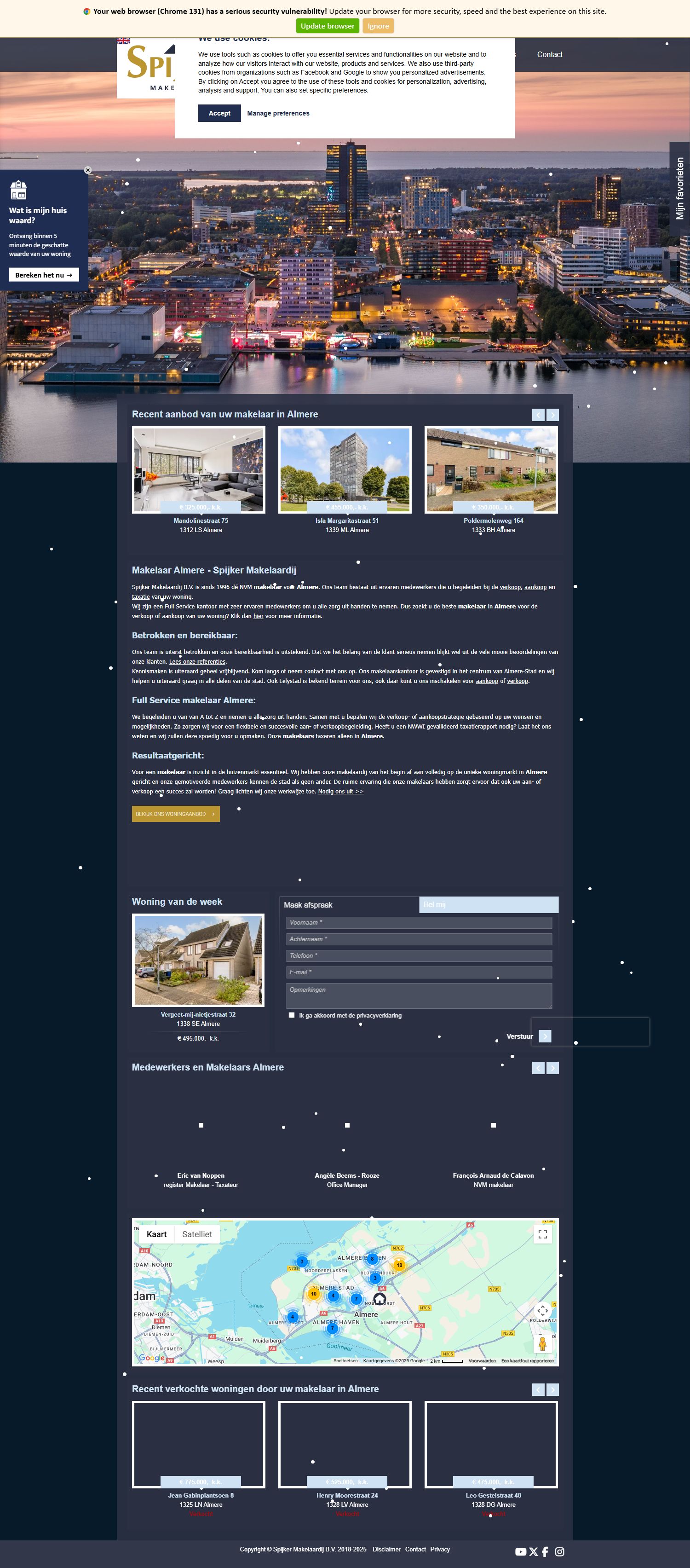 Screenshot of the website of www.spijkermakelaardij.nl