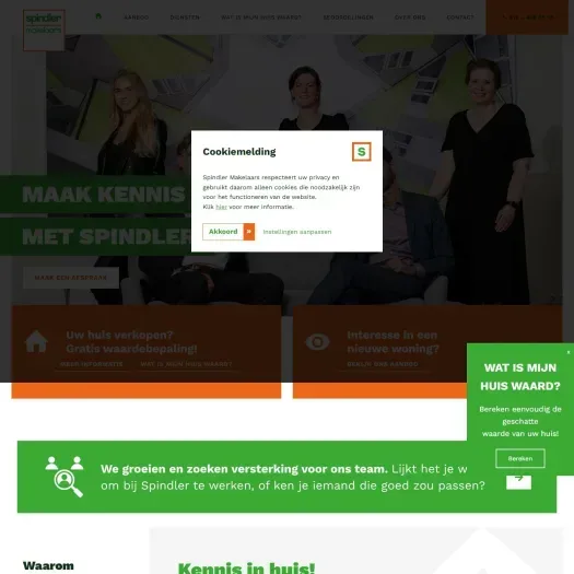 Screenshot of the website of www.spindlermakelaars.nl