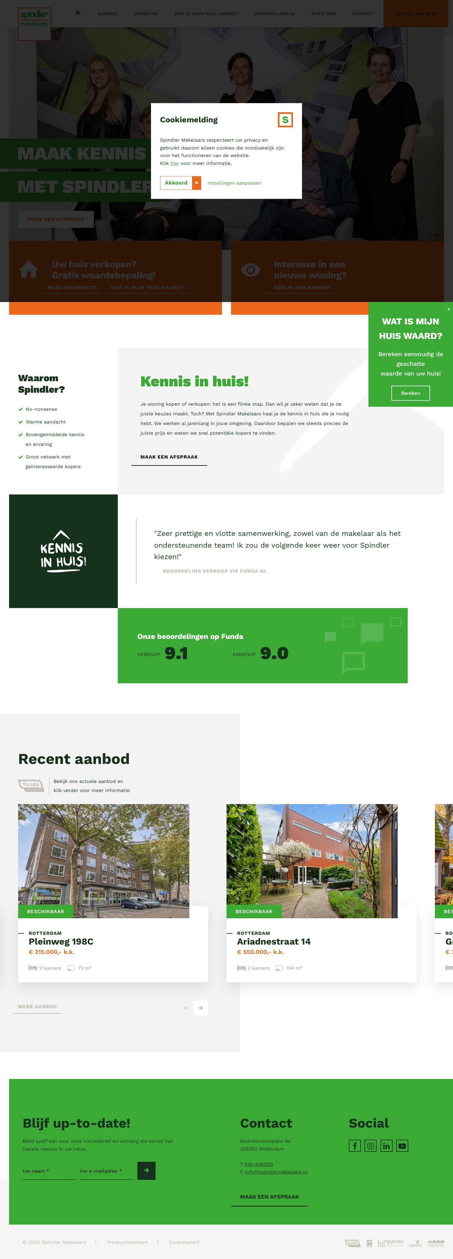 Screenshot der Website von www.spindlermakelaars.nl