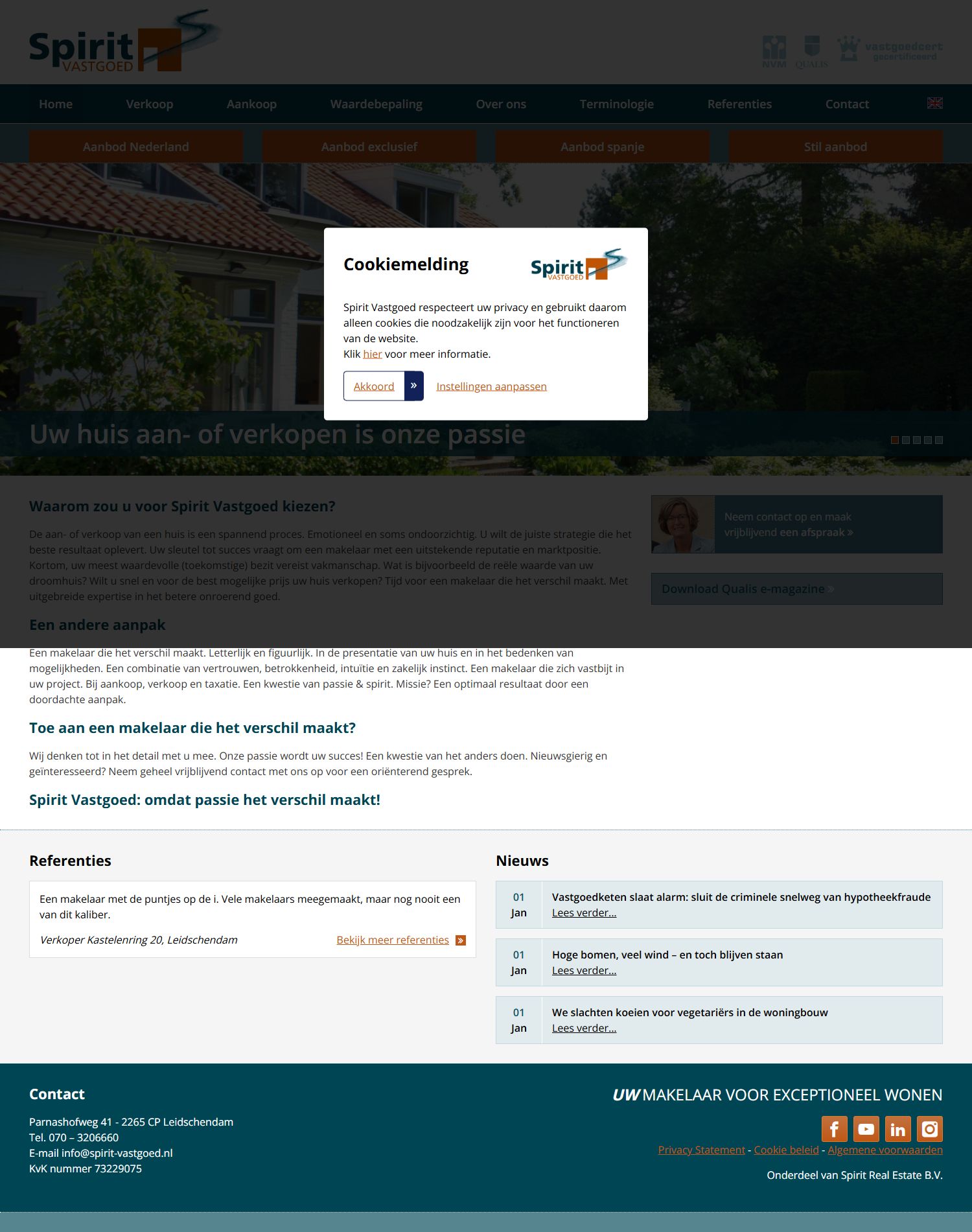 Capture d'écran du site web de www.spirit-vastgoed.nl