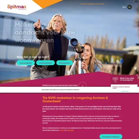 Screenshot van de website van www.spitmanmakelaars.nl