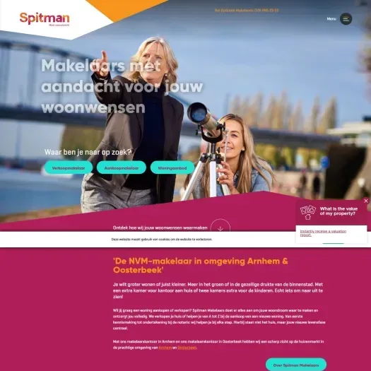 Screenshot of the website of www.spitmanmakelaars.nl