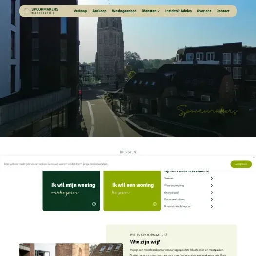 Screenshot of the website of www.spoormakersmakelaardij.nl