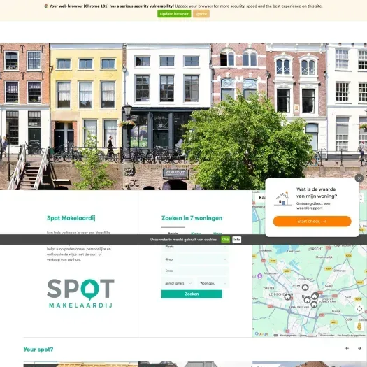 Screenshot van de website van www.spotmakelaardij.nl