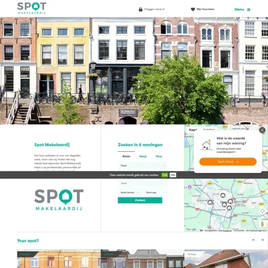 Screenshot van de website van www.spotmakelaardij.nl