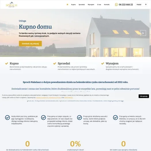Screenshot van de website van sproch-makelaars.nl