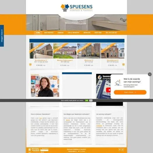 Screenshot van de website van www.spuesensmakelaardij.nl