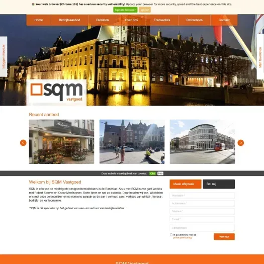 Capture d'écran du site web de www.sqm.nl