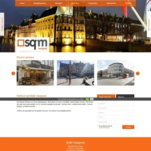 Capture d'écran du site web de www.sqm.nl