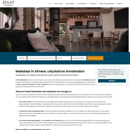 Screenshot van de website van www.staatmakelaars.nl