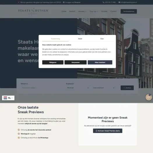 Screenshot der Website von www.staatshuysen.nl