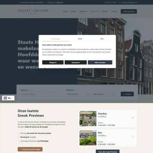 Screenshot van de website van staatshuysen.nl