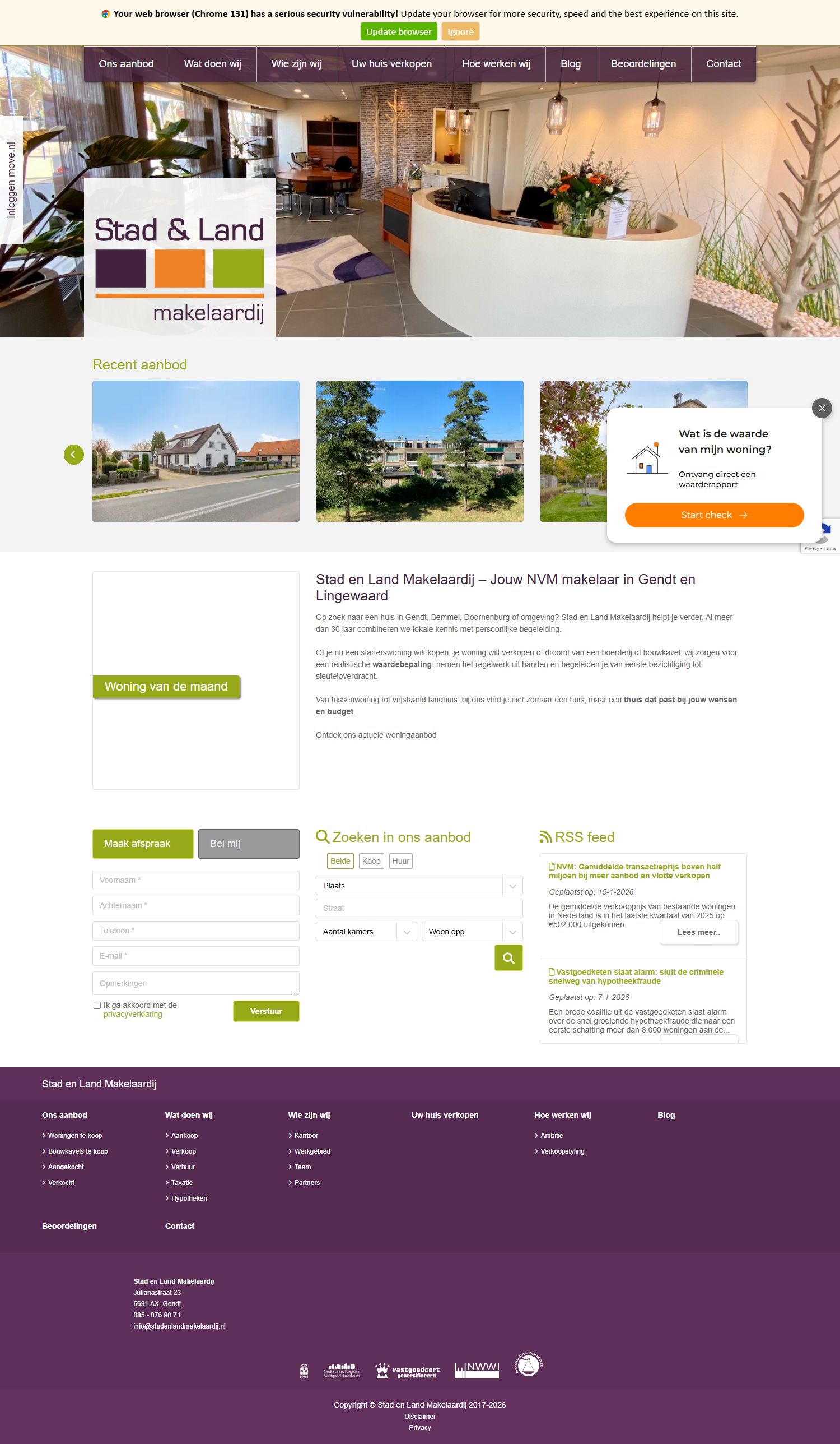 Screenshot der Website von www.stadenlandmakelaardij.nl