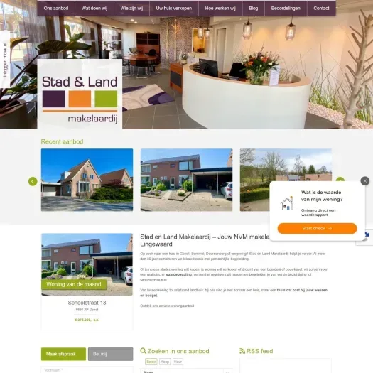 Screenshot of the website of www.stadenlandmakelaardij.nl