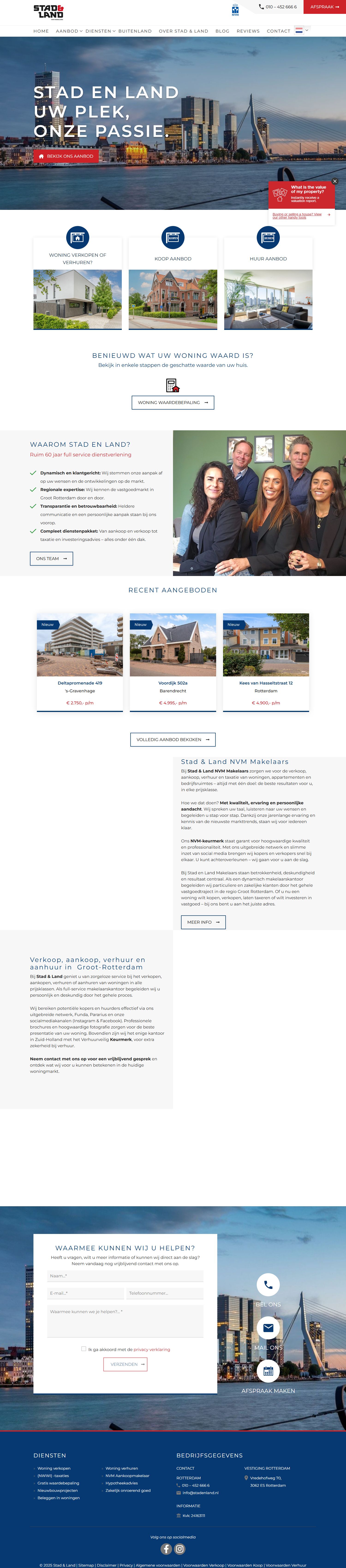 Screenshot der Website von www.stadenland.nl