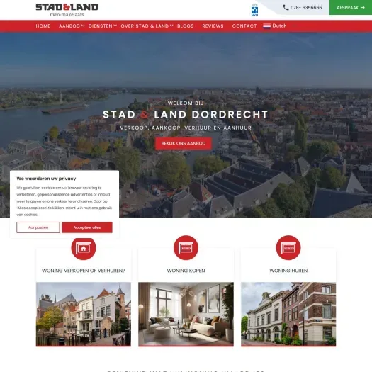Screenshot van de website van www.stadenlanddordrecht.nl