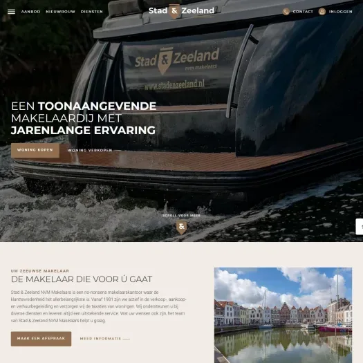 Screenshot van de website van www.stadenzeeland.nl